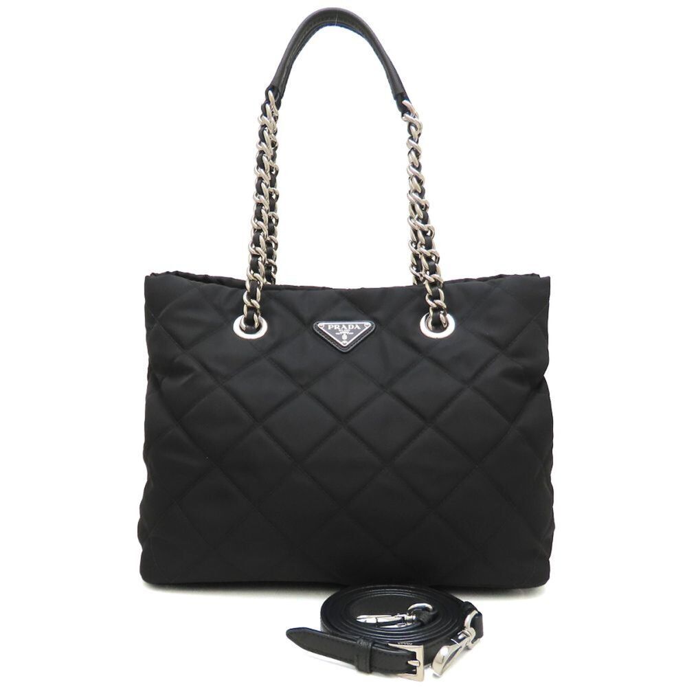 PRADA IMPUNTU 2-Way Tote Bag 1BG740, Tessuto Nylon x Leather, NERO Black, Out...